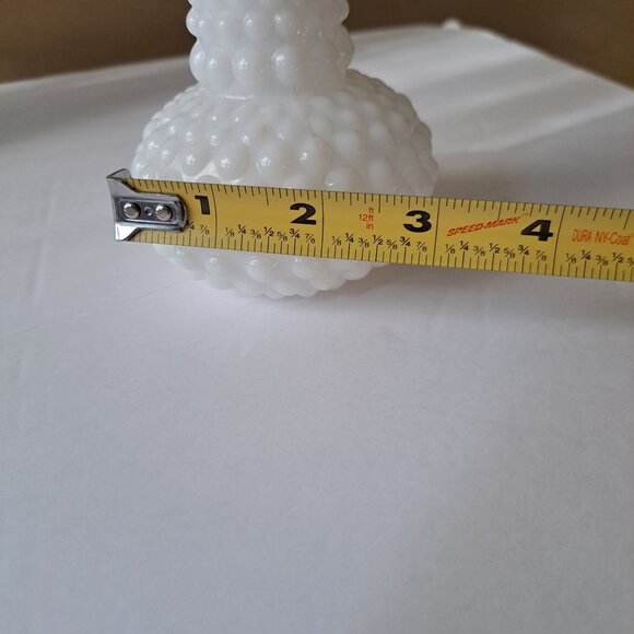 Hobnail Milk Glass Crane Neck Bubble Base Bud Vase - Picture 12 of 13
